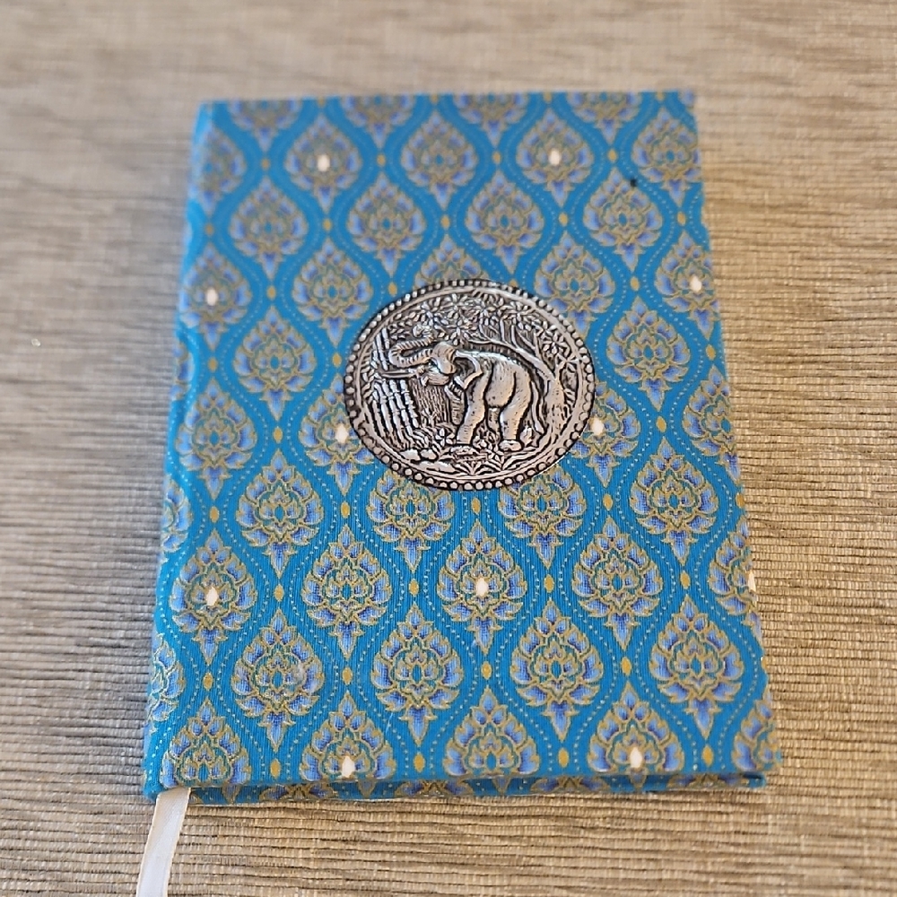 Blue Elephant Fabric Patterned Journal. New